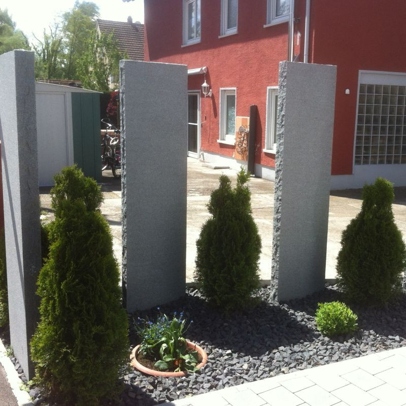 6 x 50 cm Granit-Sichtschutz Alvaro anthrazit 100 cm lang