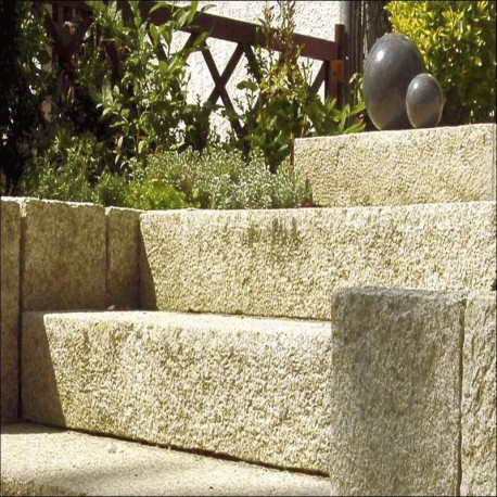 18 x 40 cm Granit Blockstufen Tiago gelb 60 cm lang